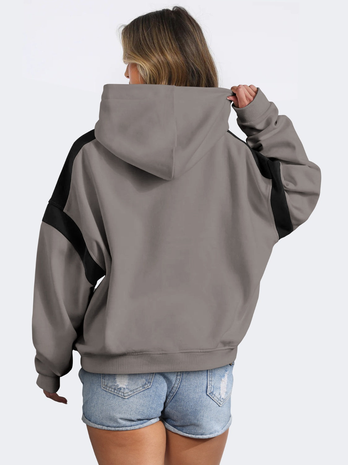 Hazel Blues® |  Contrast Dropped Shoulder Long Sleeve Hoodie