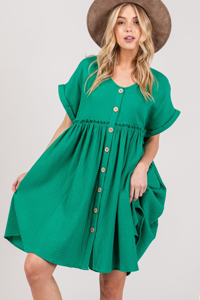 Hazel Blues® |  SAGE + FIG Button Up Short Sleeve Dress