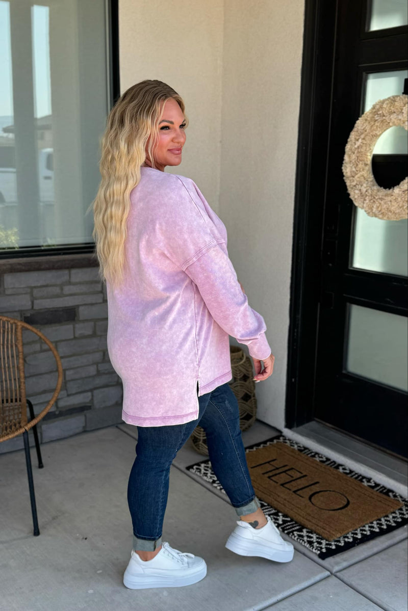 Hazel Blues® |  Best Selling Luna Mineral Wash Sweatshirt in Two Colors