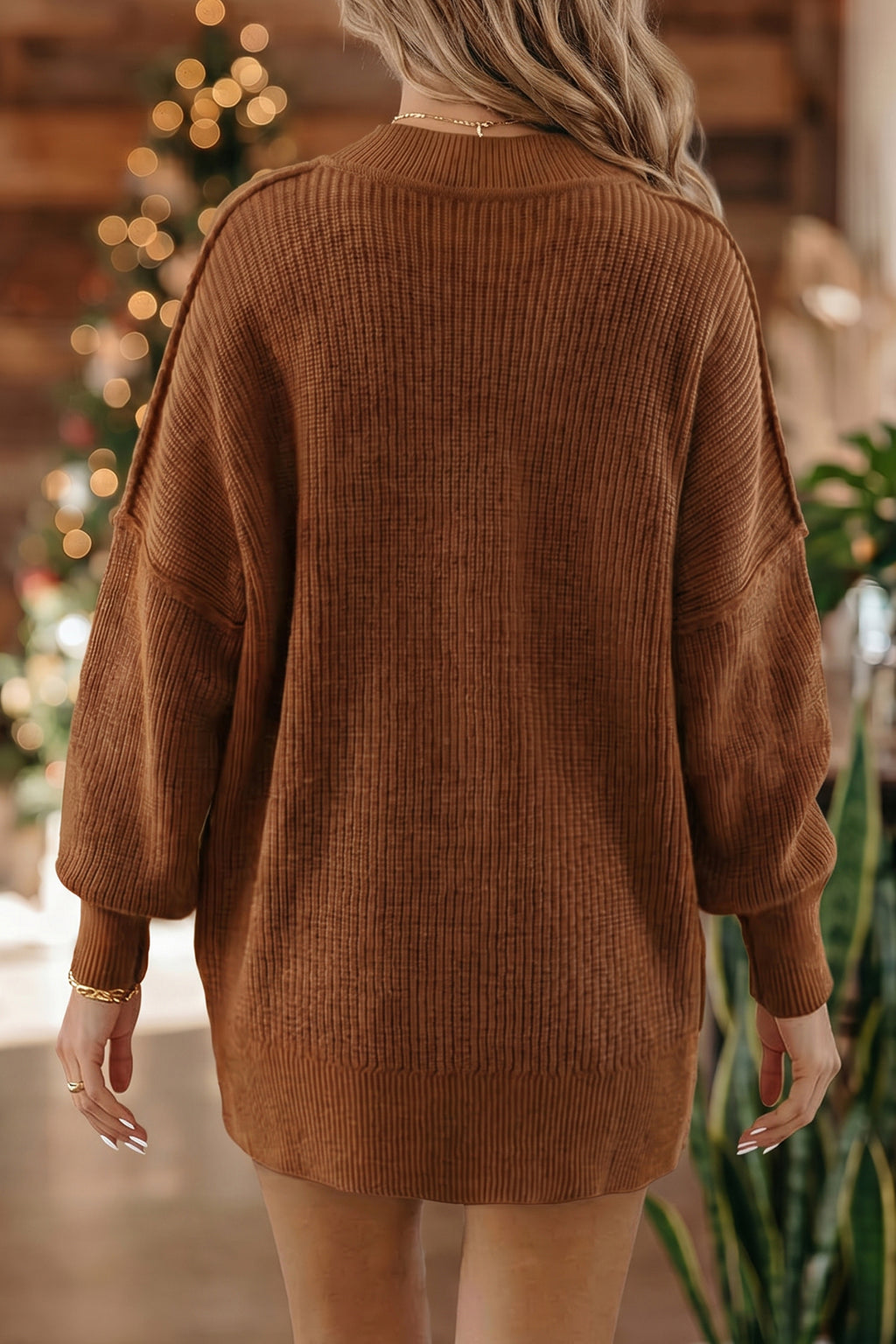 Ribbed Knit Long Sleeve Stand Neck Regular Fit Sweater | Ribbed Long Sleeve Sweater