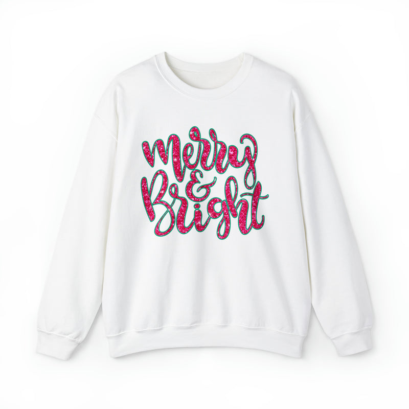 Hazel Blues® |  Merry & Bright Faux Glitter Graphic Sweatshirt