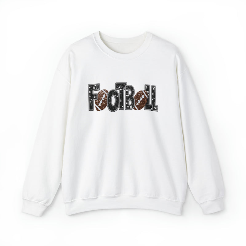 3Blues Designs |   Hazel Blues® |  Football Faux Chenille Sequin Patches Sweatshirt