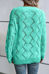 Hazel Blues® |  Openwork V-Neck Long Sleeve Sweater