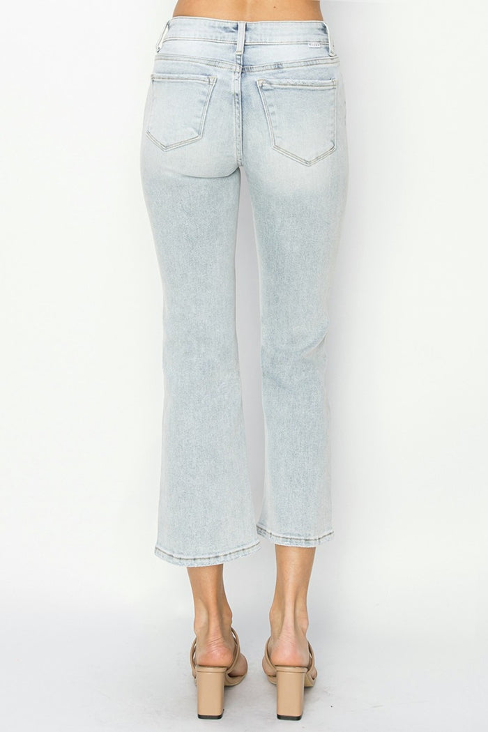 Hazel Blues® |  RISEN Mid Rise Cropped Flare Jeans