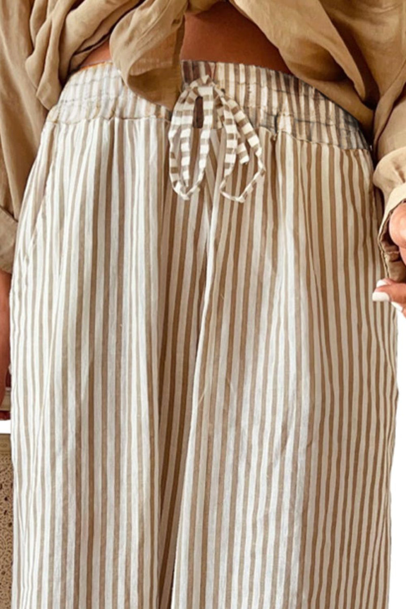 Hazel Blues® |  Pocketed Striped Wide Leg Pants