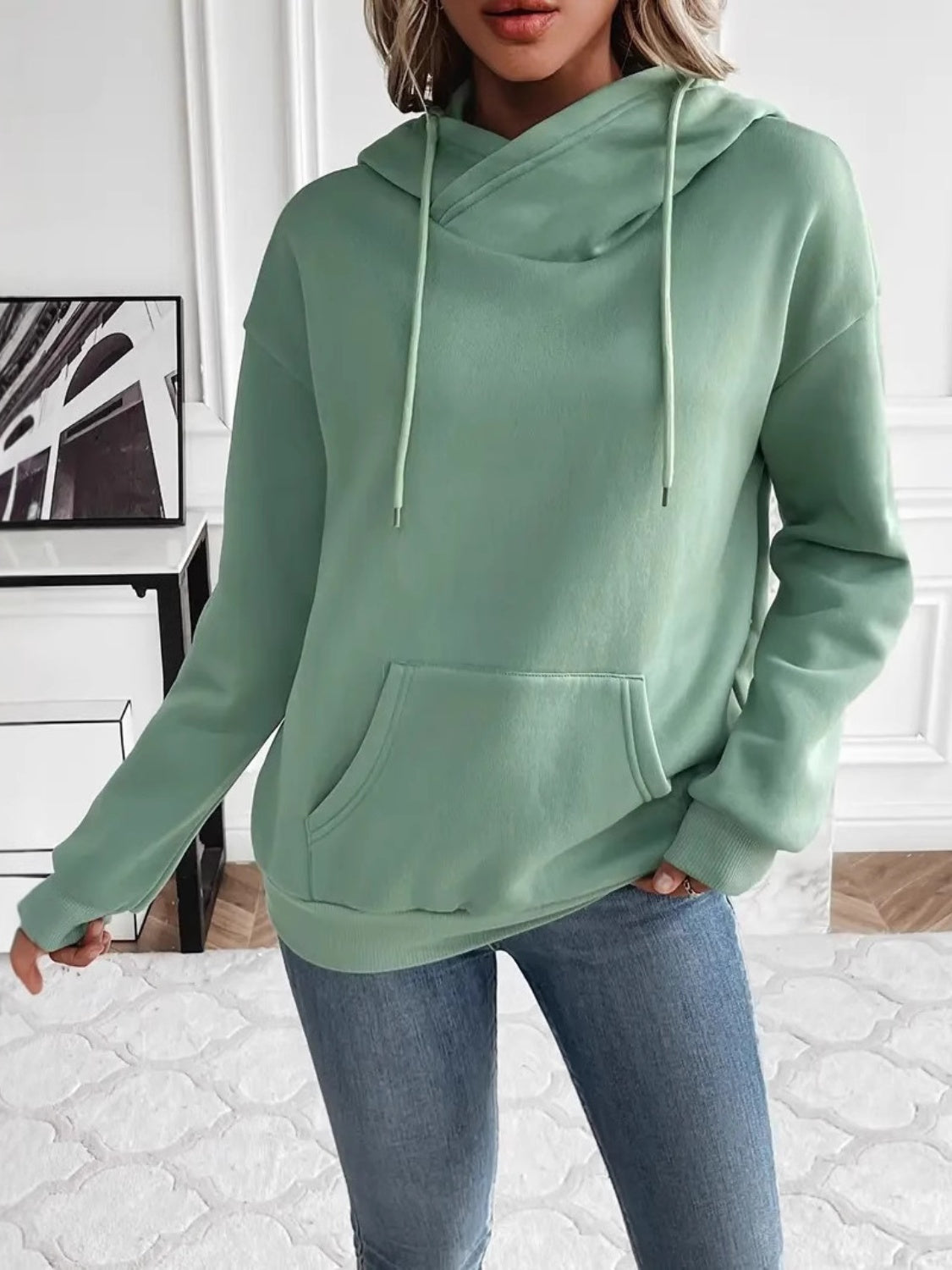 Hazel Blues® |  Drawstring Long Sleeve Hoodie with Kangaroo Pocket