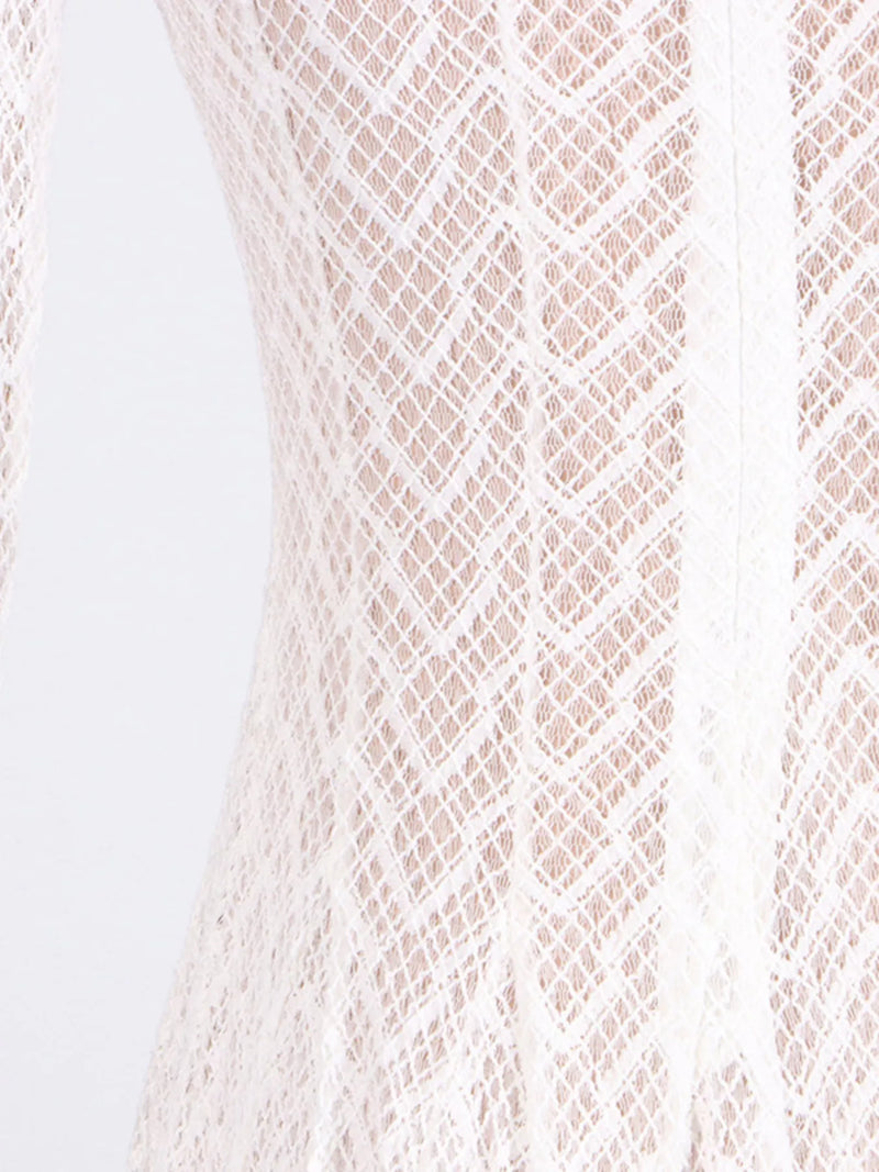 Hazel Blues | Lace Mock Neck Long Sleeve Maxi Dress