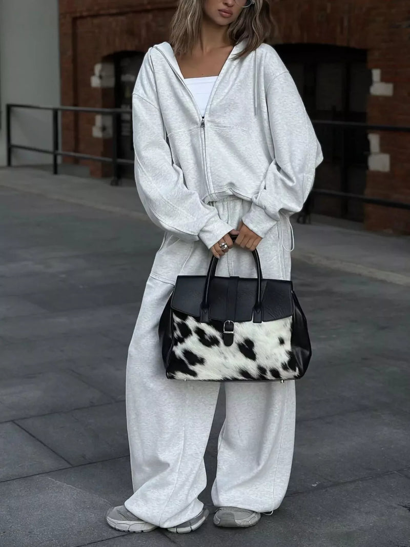 Oversized Zip-Up Hoodie and Wide-Leg Pants Set – Hazel Blues®