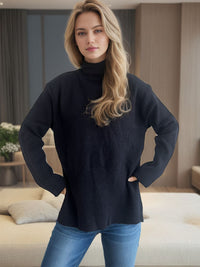 Hazel Blues® |  Side Slit Turtleneck Long Sleeve Sweater