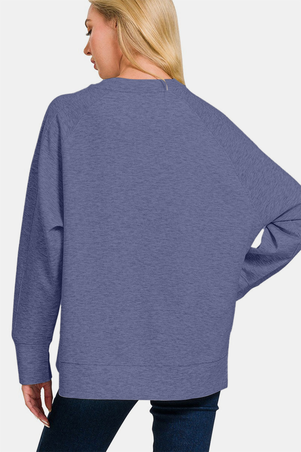 Hazel Blues® |  Zenana Scuba Round Neck Side Slit Sweatshirt