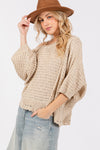 Hazel Blues® |  SAGE + FIG Distressed Asymmetrical Open Stitch Sweater