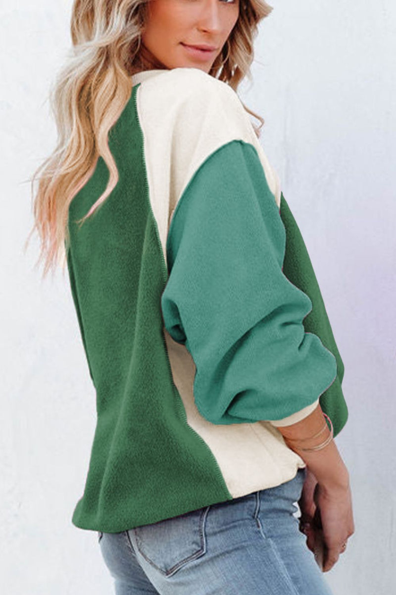 Hazel Blues® |  Color Block Round Neck Long Sleeve Sweatshirt