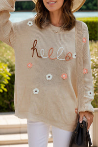 Hazel Blues® |  Flower Round Neck Long Sleeve Sweater