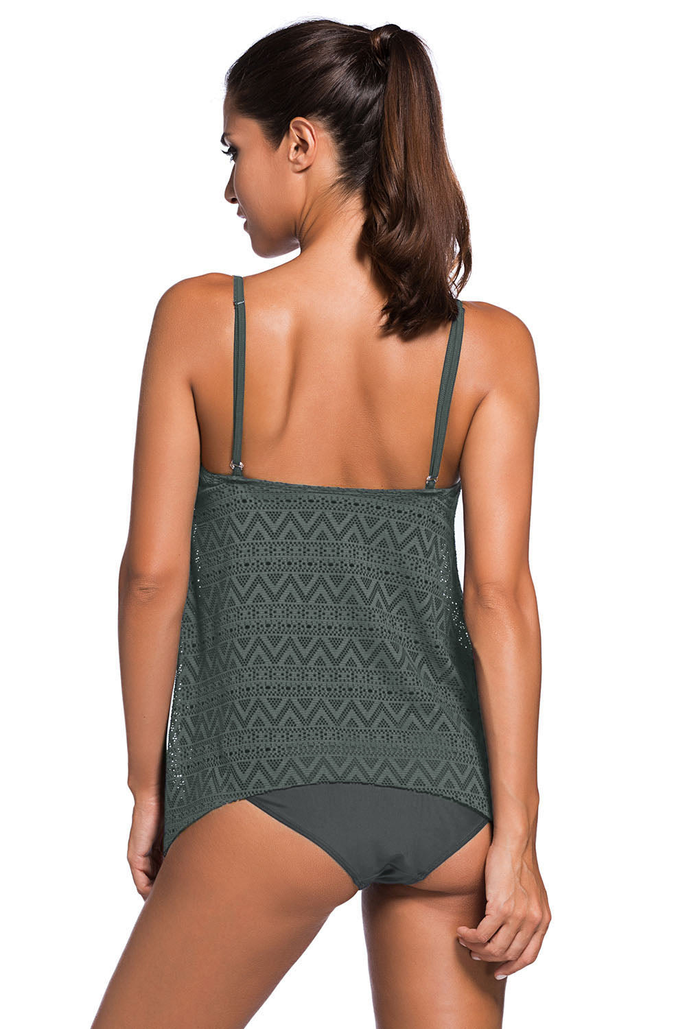 Hazel Blues® |  Spaghetti Strap Scoop Neck Tankini Set