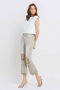 Hazel Blues® |  Lovervet Distressed Raw Hem Cropped Flare Jeans