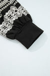 Hazel Blues® |  Black Contrast Print Striped Raglan Long Sleeve Loose Top