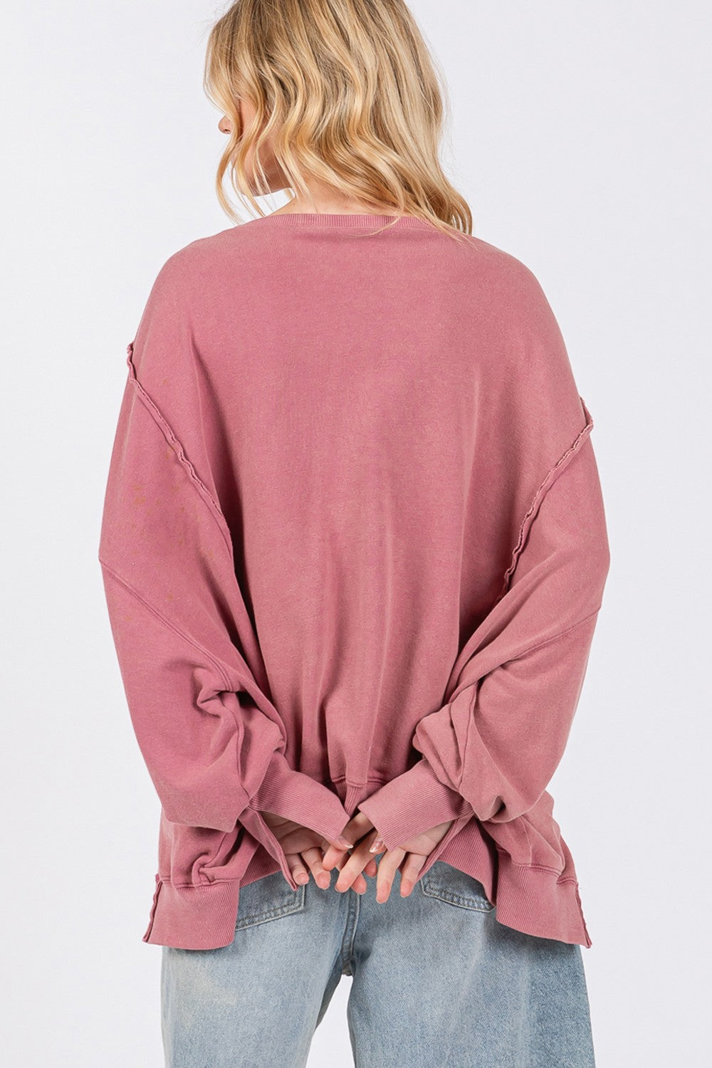 Hazel Blues® |  SAGE + FIG Mineral Wash Side Slit Oversized Sweatshirt