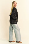 Hazel Blues® |  Davi & Dani Stud Star Patch Acid Washed Sweatshirt
