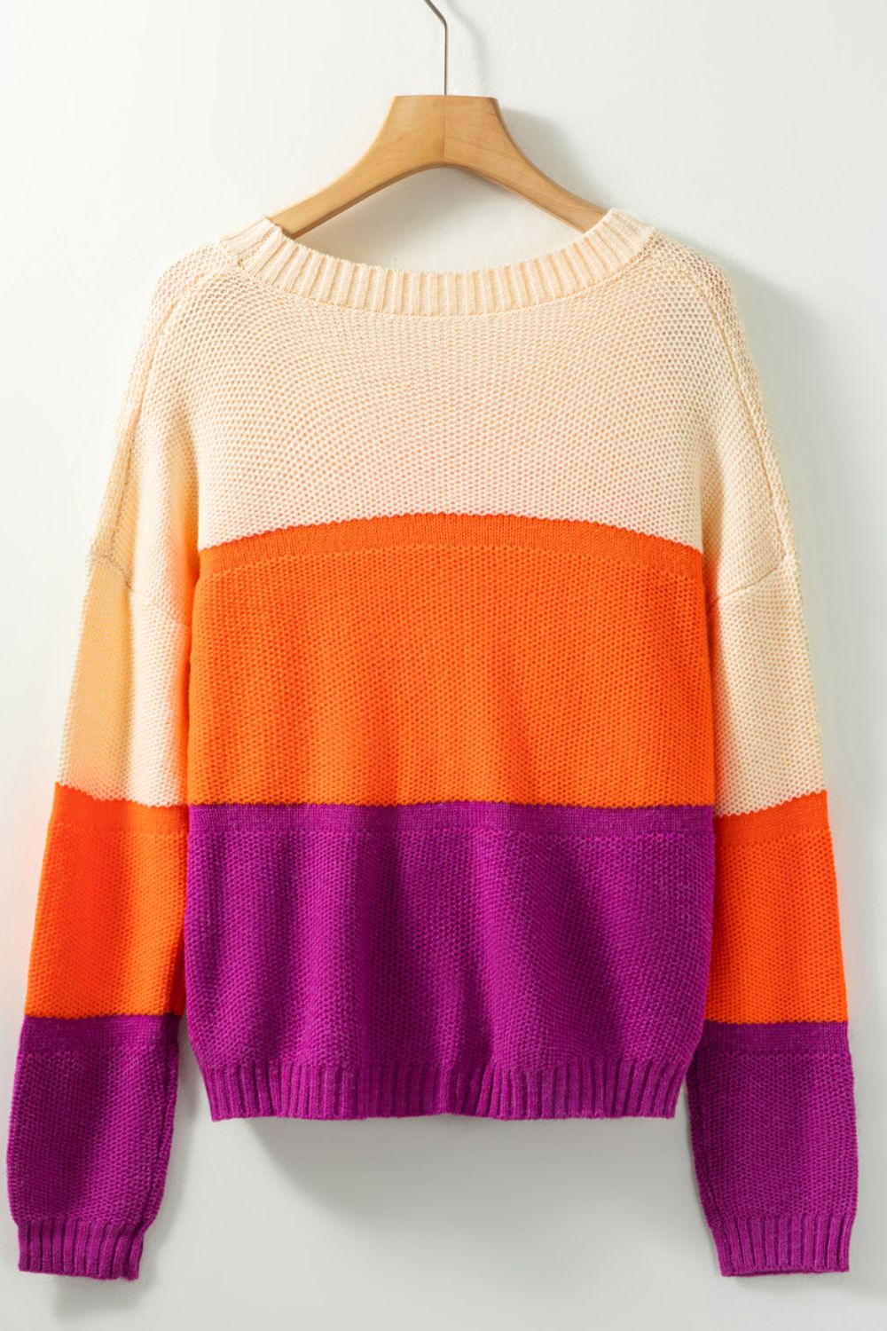 Hazel Blues® |  Color Block Drop Shoulder Round Neck Sweater