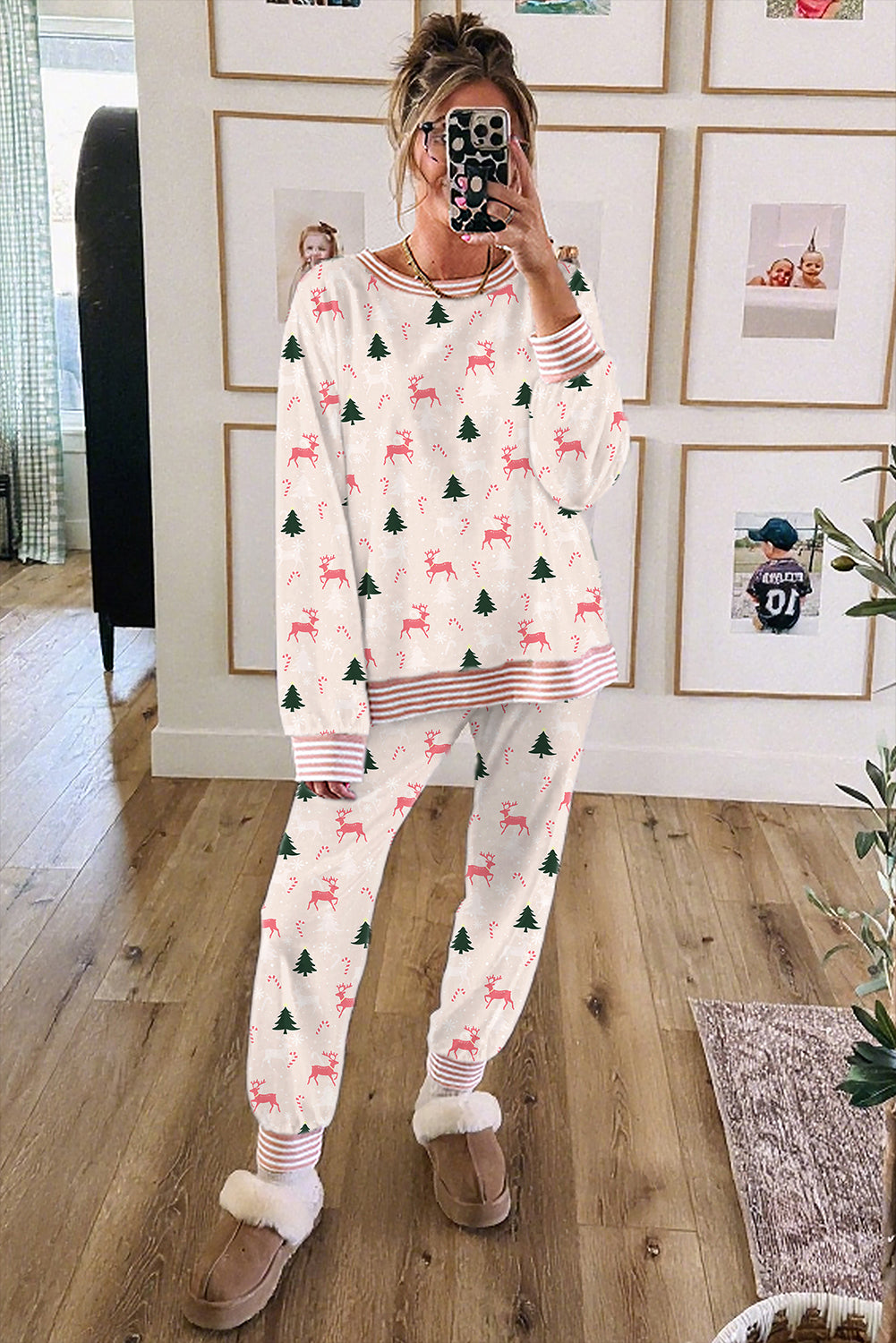 Tinsel & Trees Striped Lounge Set — Pink