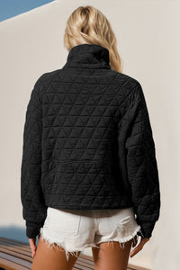 Hazel Blues® |  Double Take Half Zip Long Sleeve Quilted Sweatshirt with Pocket