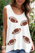Hazel Blues® |  White Sequin Football Waffle Knit Tank