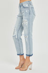 Hazel Blues® |  RISEN Mid-Rise Sequin Patched Jeans