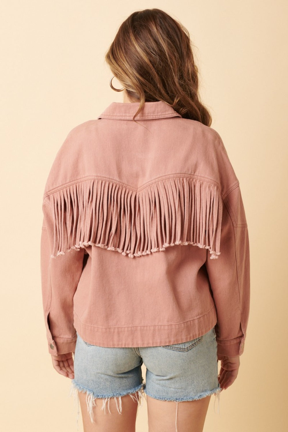 Hazel Blues® |  Mittoshop Fringe Detail Cotton Twill Jacket