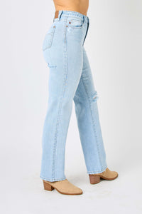 Hazel Blues® | Judy Blue High Waist Distressed Straight Jeans