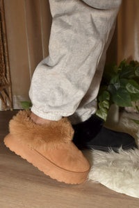 Hazel Blues® |  WILD DIVA Faux-Fur Platform Slip On Booties