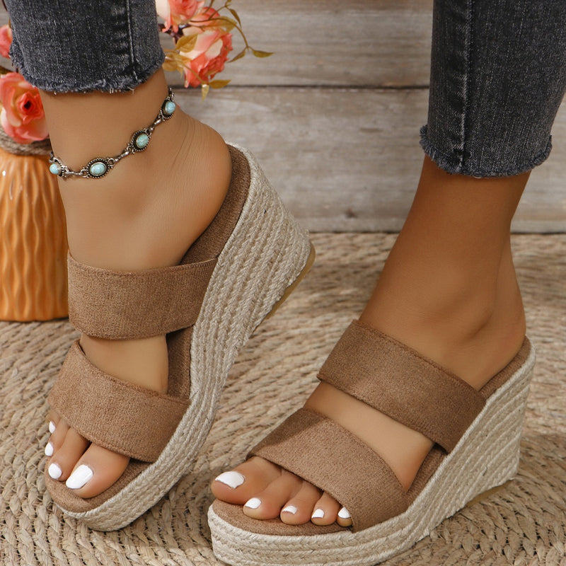 Hazel Blues® |  Open Toe Wedge Sandals