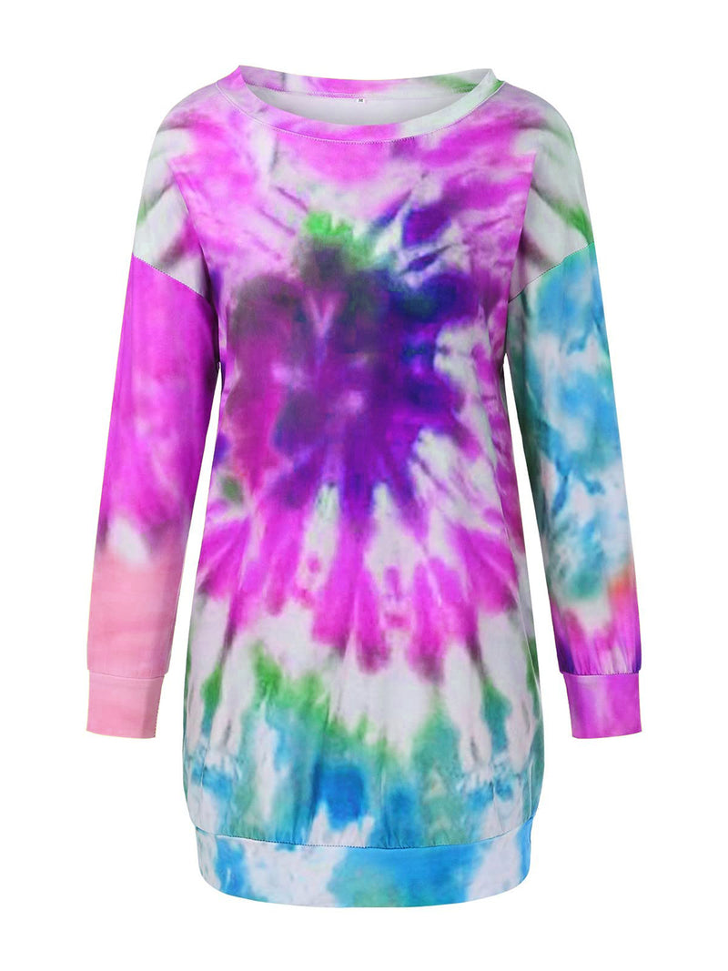 Hazel Blues® |  Tie-Dye Round Neck Long Sleeve Dress