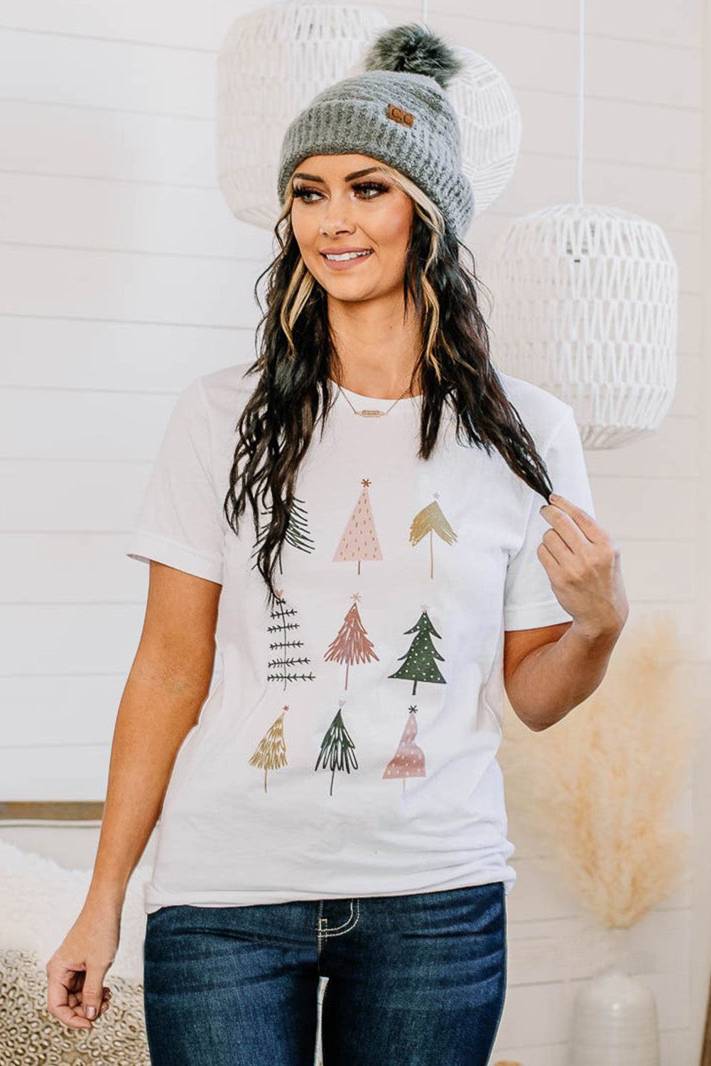 Hazel Blues® |  White Christmas Tree Graphic Tee