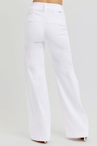 Hazel Blues® |  RISEN Tummy Control Double Button Wide Leg Jeans