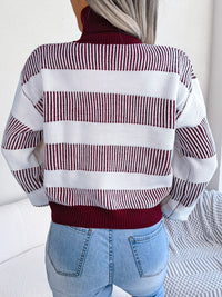 Hazel Blues® |  Striped Turtleneck Long Sleeve Sweater