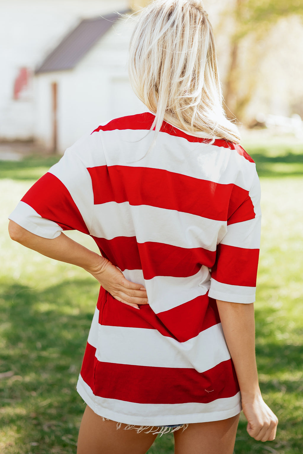 Striped Color-Block Oversized Tunic Tee