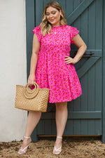 Hazel Blues® | Ruffled Leopard Cap Sleeve Mini Dress