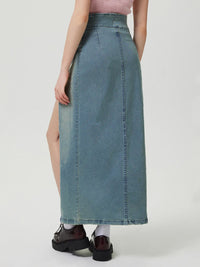 Hazel Blues® |  Slit Denim Skirt with Zip