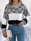 Hazel Blues® |  Star Contrast Round Neck Sweater