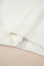 Hazel Blues® |  White Embroidered Bow Boots Graphic Drop Shoulder Sweater