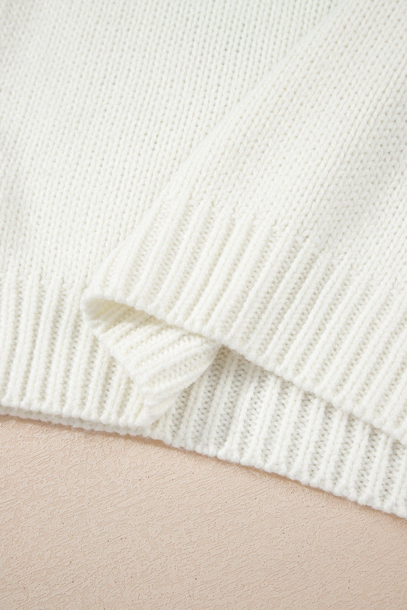 Hazel Blues® |  White Embroidered Bow Boots Graphic Drop Shoulder Sweater