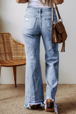 Hazel Blues® |  Raw Hem Bootcut Jeans with Pockets