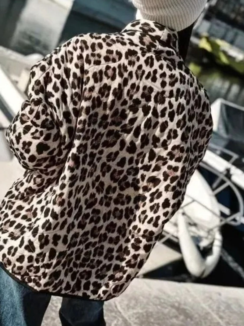 Hazel Blues® |  Leopard Open Front Long Sleeve Outerwear