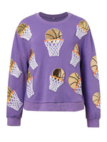 Hazel Blues® |  Basketball Round Neck Long Sleeve Sweatshirt