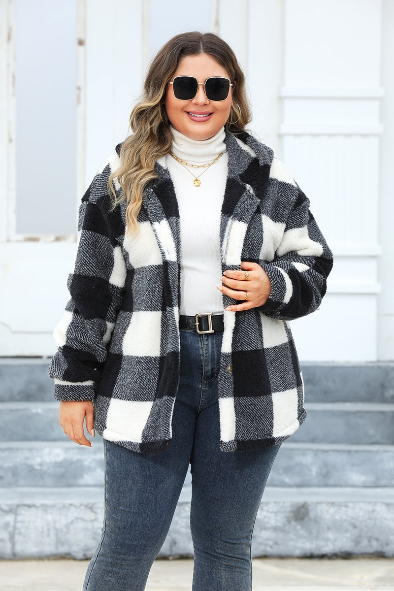 Hazel Blues® | Plaid Button Up Hooded Jacket