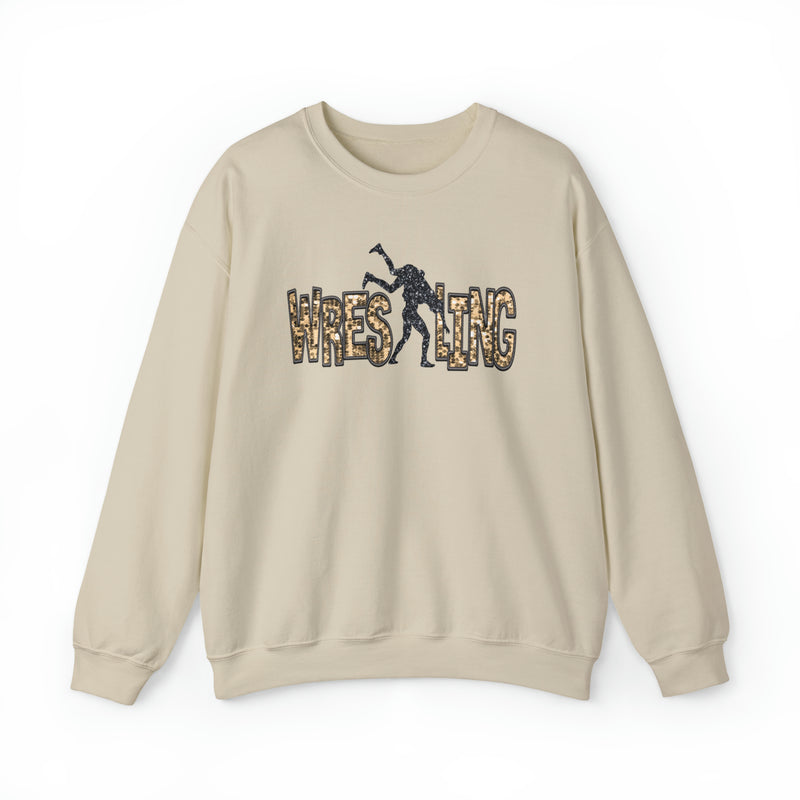 Hazel Blues® |  Wrestling Faux Chenille Sequin Patches Sweatshirt: Gold