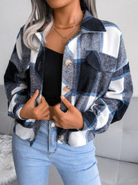 Hazel Blues® |  Plaid Collared Neck Long Sleeve Jacket