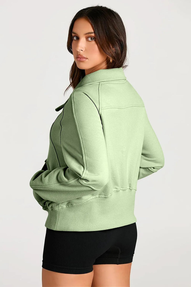 Hazel Blues® |  Half Zip Long Sleeve Sweatshirt