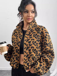 Hazel Blues® |  Leopard Zip Up Long Sleeve Jacket