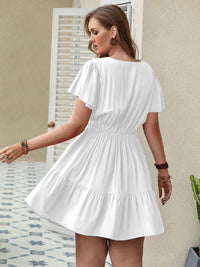 Hazel Blues® | Ruffle Hem V-Neck Short Sleeve Dress